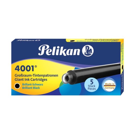 Картриджи с чернилами для перьевой ручки Pelikan INK 4001, Brilliant Black (длинные, 5 шт)